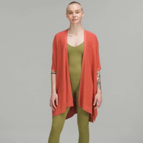 Lululemon NWOT Merino Wool Short Sleeve Wrap Heathered Red Rock - Picture 2 of 12